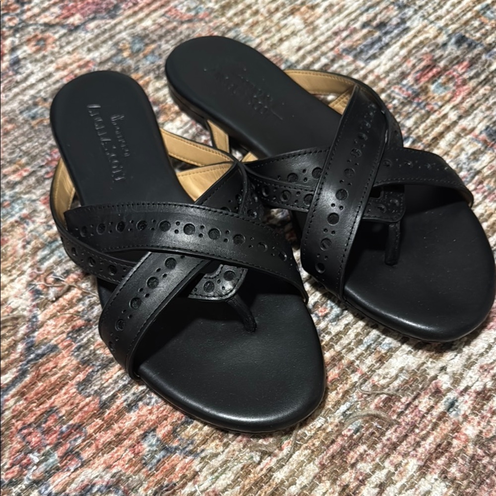 The Office of Angela Scott Stylish Black Sandals with Crisscross Straps